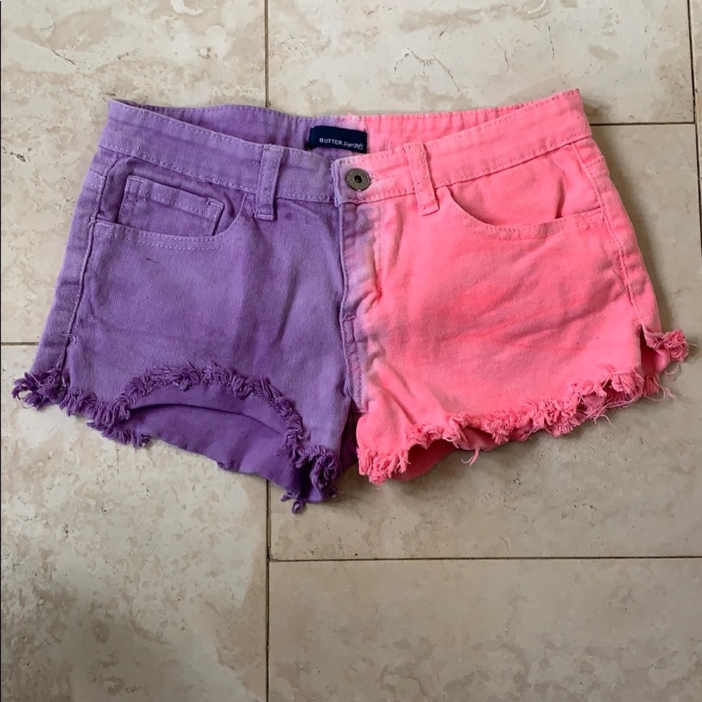 Butter jean shorts pink and purple size 5